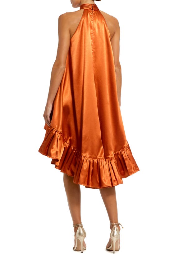 Shop Mac Duggal Satin High-low Dress In Rust