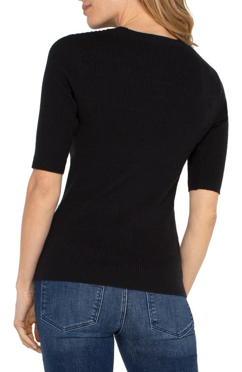 Shop Liverpool Elbow Sleeve Rib Sweater In Black