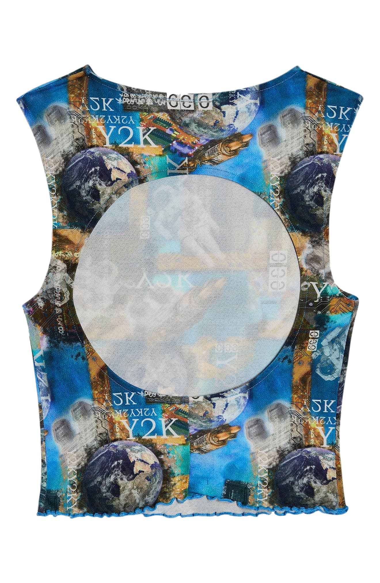 Silicone Zone Astronaut Y2k Mesh Tank In Blue Multi