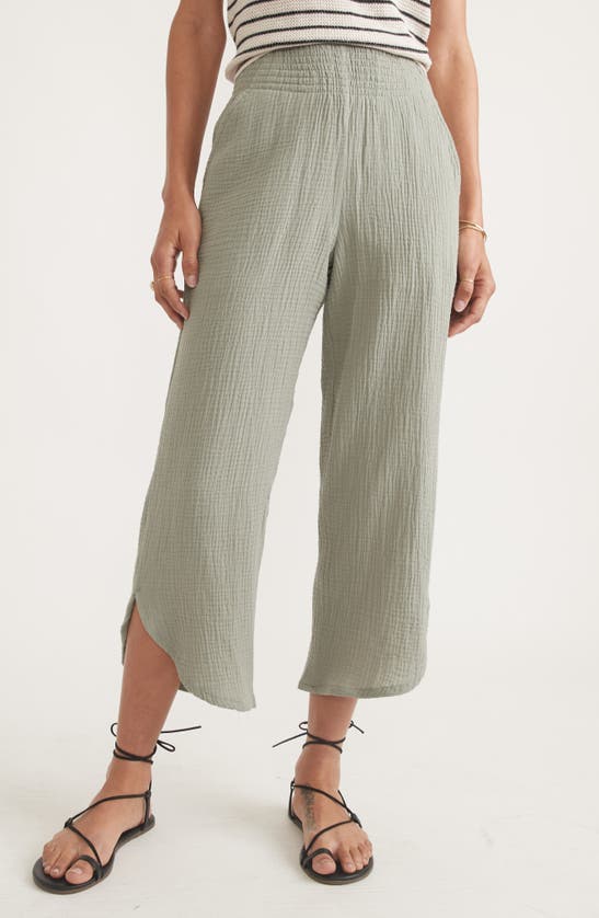 Shop Marine Layer Corinne Wide Leg Double Cloth Cotton Pants In Shadow