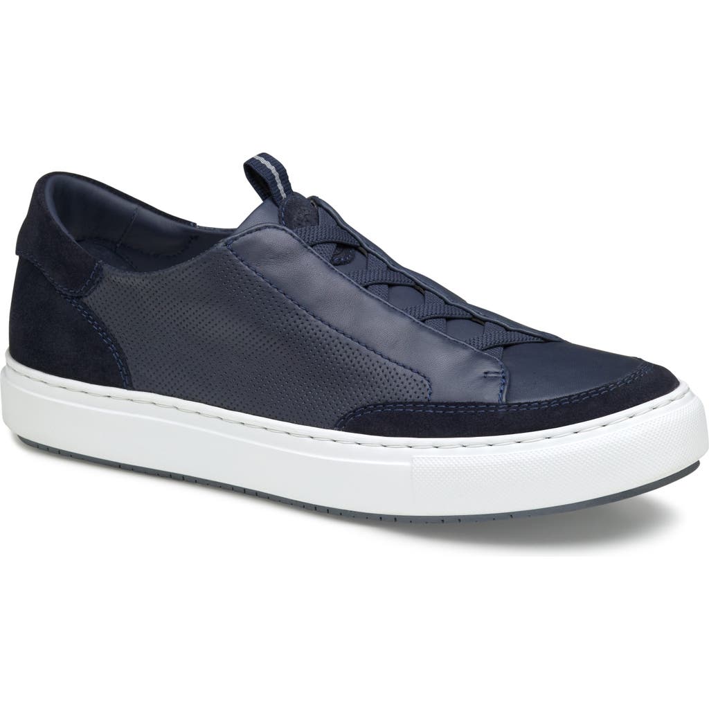 Johnston & Murphy Collection Johnston & Murphy Anson Lace To Toe Trainer In Navy English Suede/sheepskin