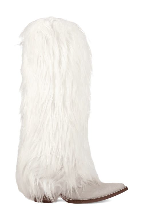 Dingo Snuggle Faux Fur Western Boot In White