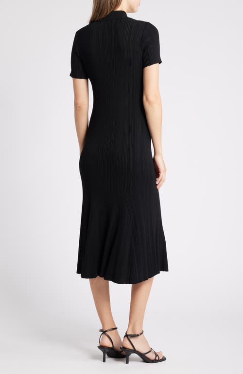 Shop Julia Jordan Rib Short Sleeve Midi Sweater Dress In Black