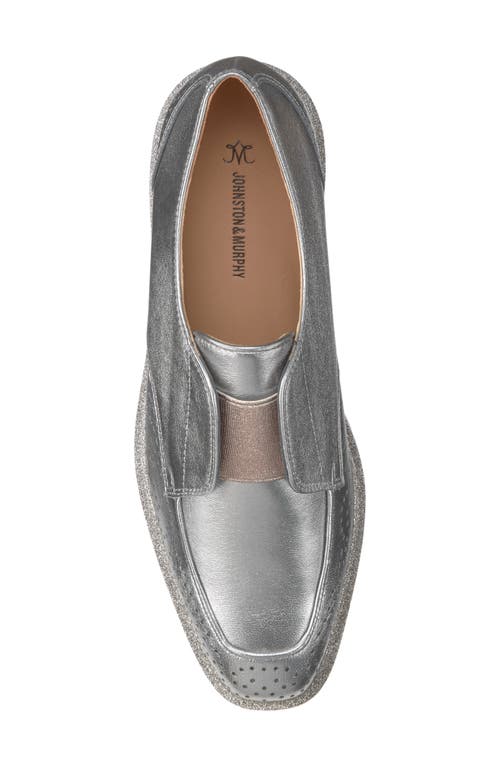 Shop Johnston & Murphy Gracelyn Platform Wedge Derby In Pewter Metallic Sheepskin