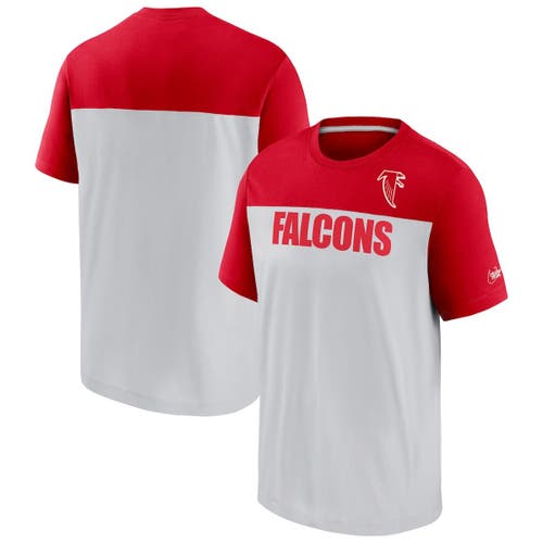 Men's Nike Gray/Red Atlanta Falcons Fan Gear Throwback Colorblock T-Shirt