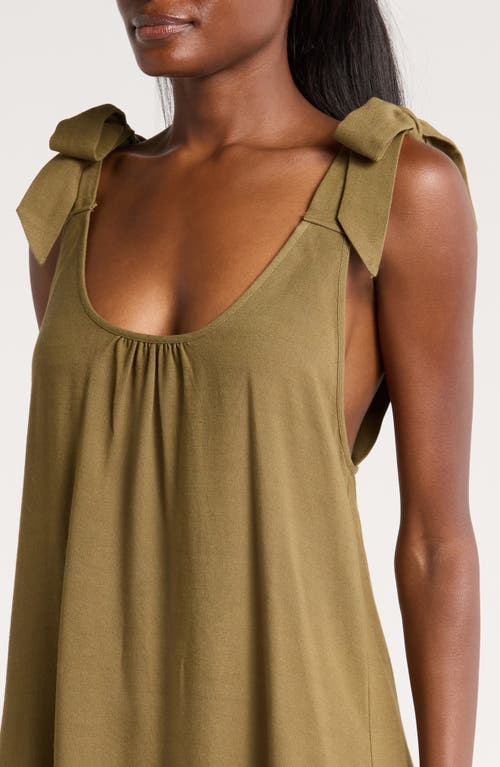 Shop Nordstrom Tie Shoulder Cover-up In Olive Burnt