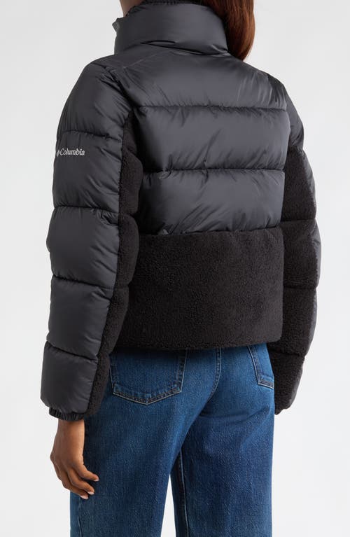 Columbia Leadbetter Point Sherpa Hybrid Puffer Jacket In Black