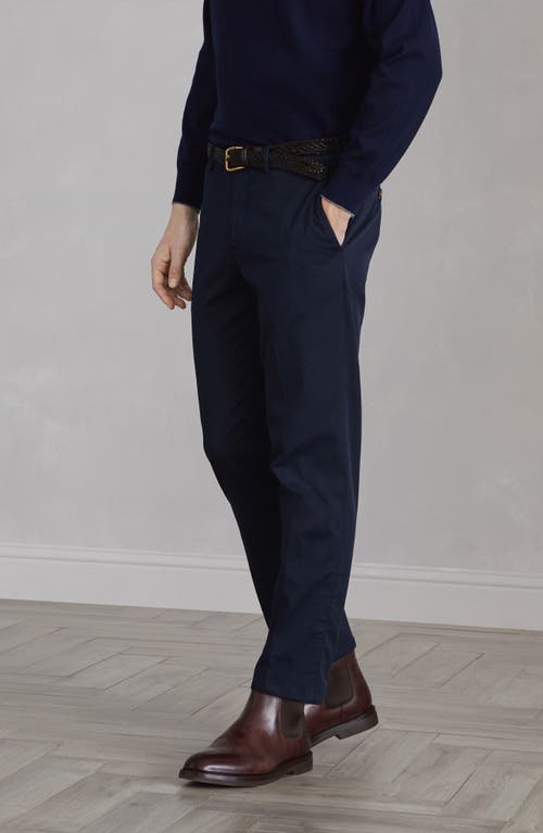 Shop Brunello Cucinelli Gabardine Garment Dyed Trousers In Navy Blue