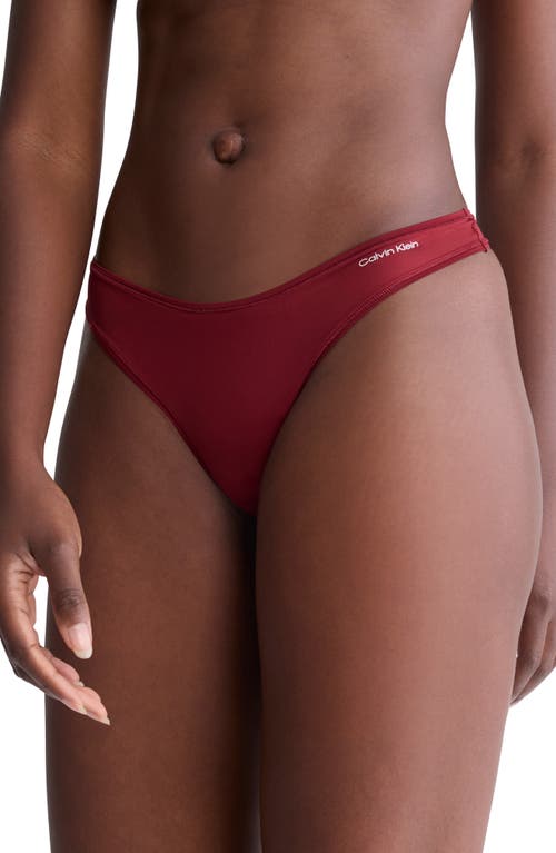 Shop Calvin Klein Ideal Microfiber Thong In Geq Syrah