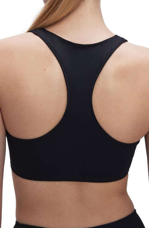 Shop Good American Compression Zip-up Sports Bra In Black001