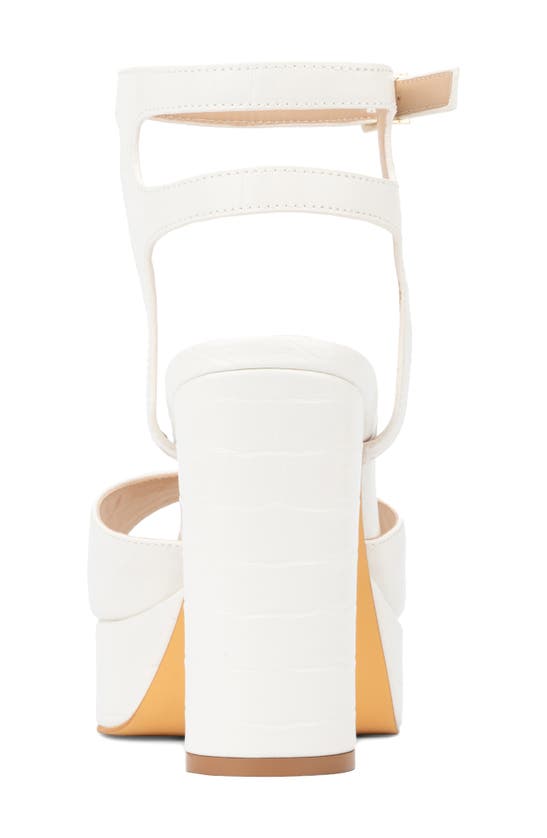 Fashion To Figure Hilari Croc Embossed Platform Heeled Sandal In White