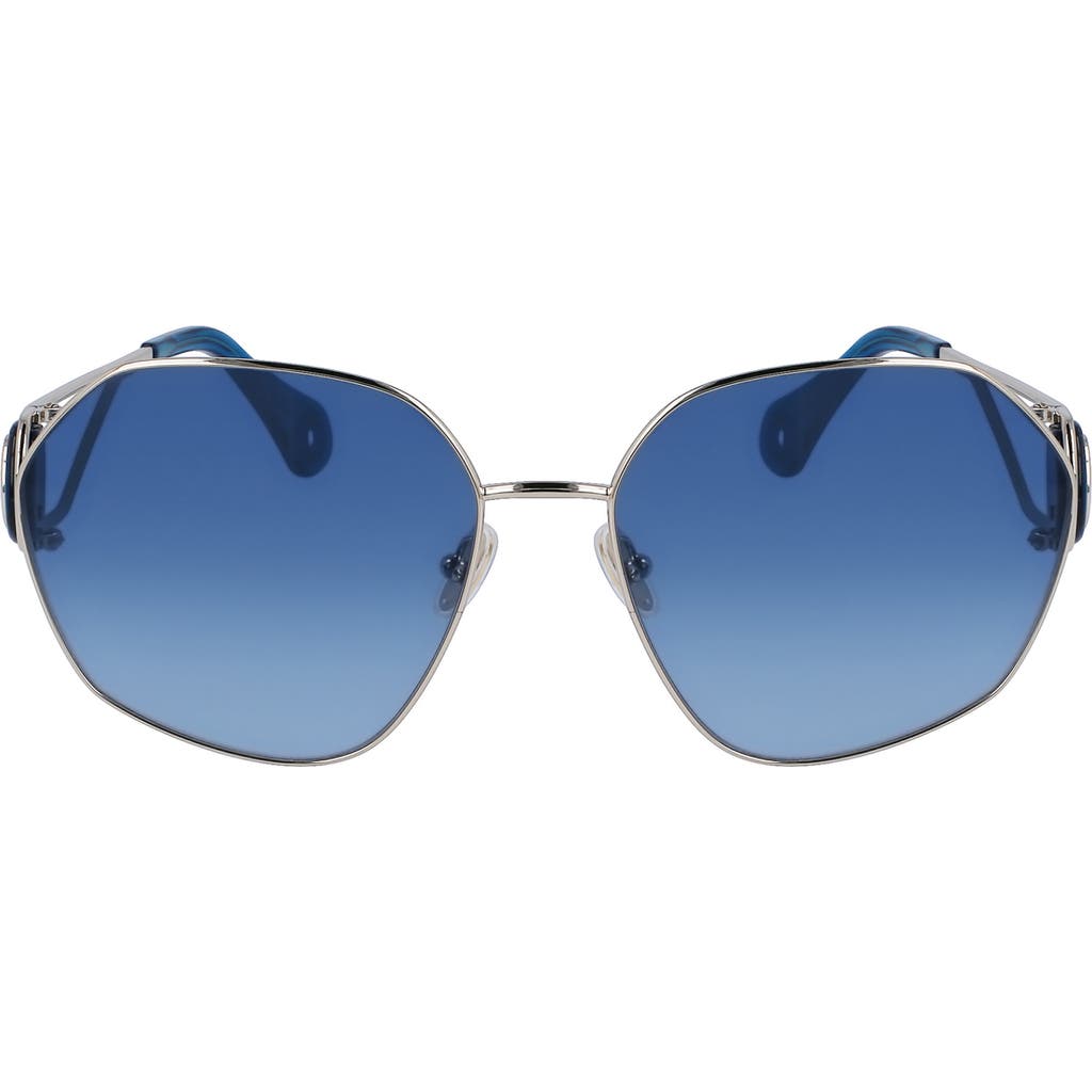 Lanvin Mother & Child 62mm Oversize Rectangular Sunglasses In Blue