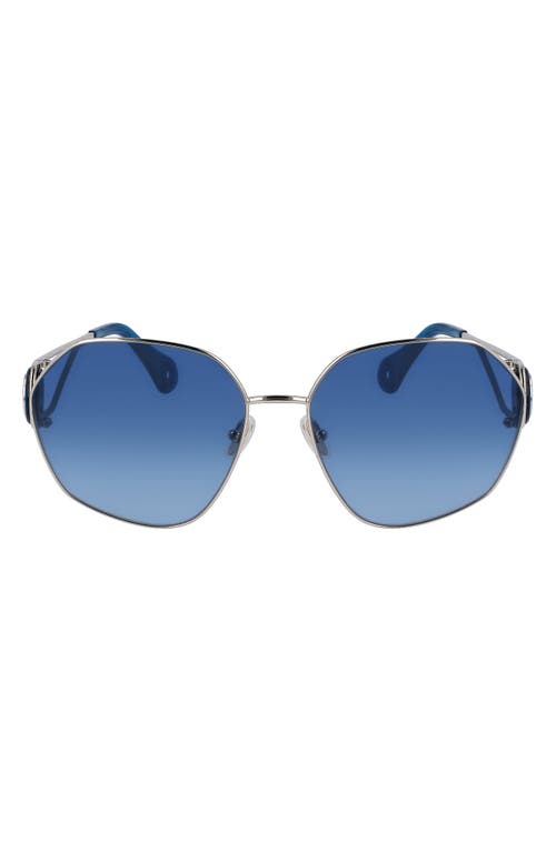 Lanvin Mother & Child 62mm Oversize Rectangular Sunglasses in Gold/Gradient Blue at Nordstrom