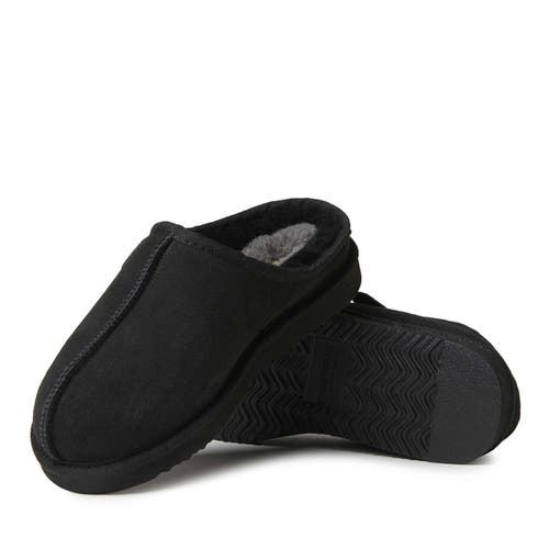 Shop Dearfoams Fireside Grafton Genuine Shearling Clog Slipper In Black