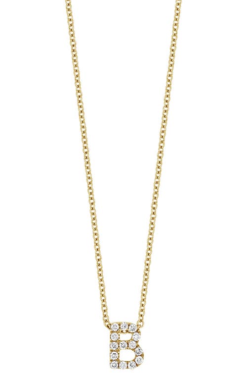 18k Gold Pavé Diamond Initial Pendant Necklace in Yellow Gold - B