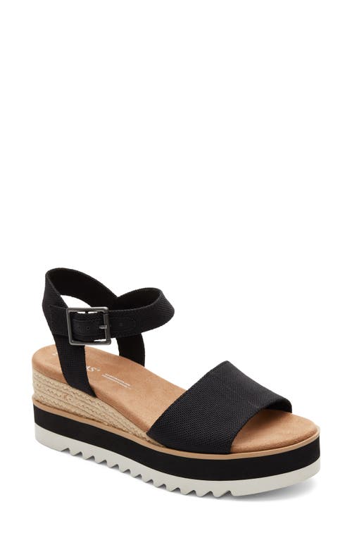 TOMS Diana Platform Wedge Sandal Black Heavy Canvas at Nordstrom