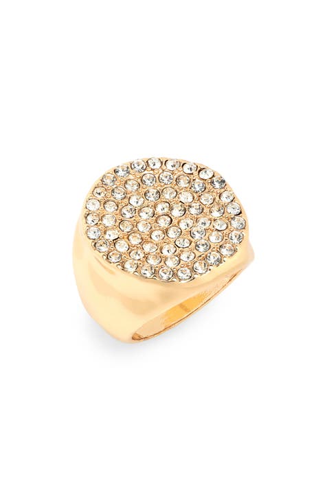 Pavé Wavy Disc Ring