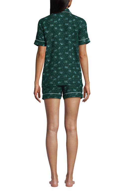 Shop Lands' End Drapey Flannel 2 Piece Pajama Set In Deep Forest Trees