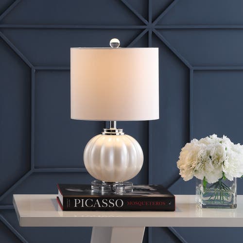 Jonathan Y Pearl Glass/crystal Led Table Lamp In White/cream
