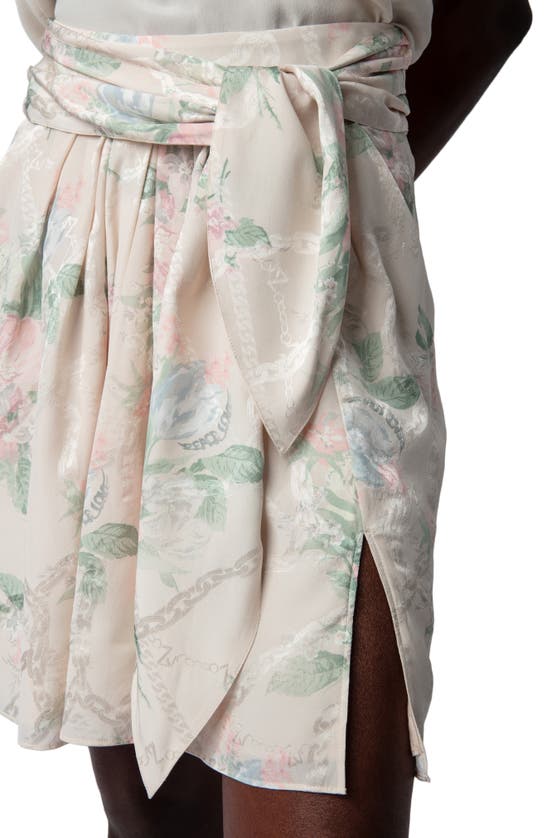 Shop Zadig & Voltaire Joji Floral Jacquard Tie Waist Silk Skirt In Mastic