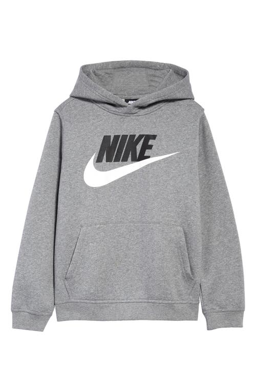 Nike Kids' Sportswear Club Fleece Hooded Sweatshirt in Carbon Heather