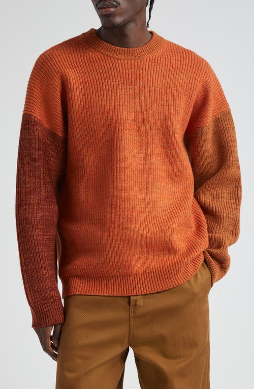 Odd Colorblock Wool Blend Sweater in Tonal Brown