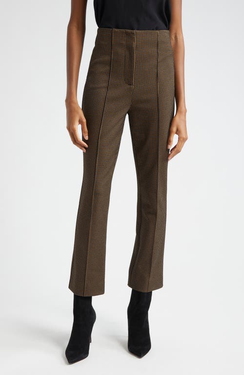 Shop Veronica Beard Kean Houndstooth Check Crop Pants In Acorn/black