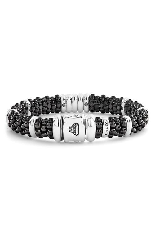 LAGOS Black Caviar Ceramic & Diamond Bracelet in Silver at Nordstrom, Size 7