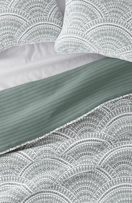 Homespun 3-piece Reversible Scallop Print Quilt Set In Eucalyptus