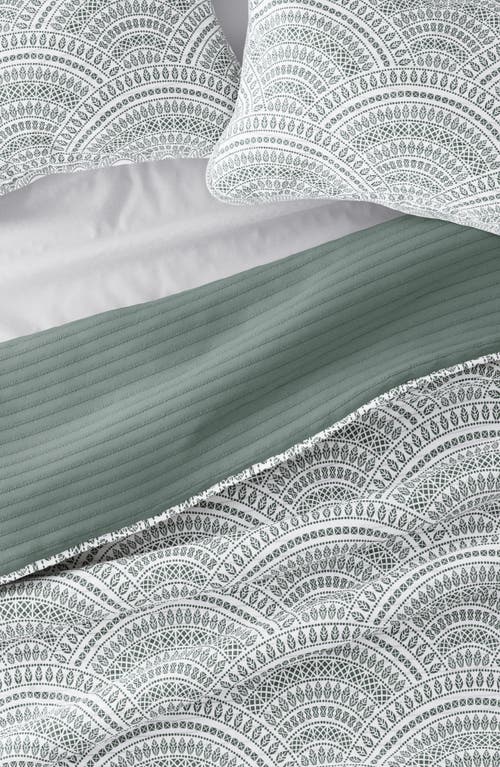 Shop Homespun 3-piece Reversible Scallop Print Quilt Set In Eucalyptus