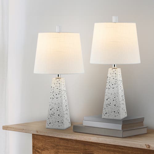 Jonathan Y Owen Contemporary Resin Led Table Lamp In White Terrazzo- Set Of 2