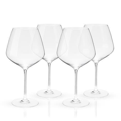 Viski Reserve European Crystal Burgundy Glasses Set Of 4 In Clear