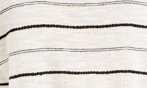 Max Studio Stripe Drawstring T-shirt In Oyster/blk Strp