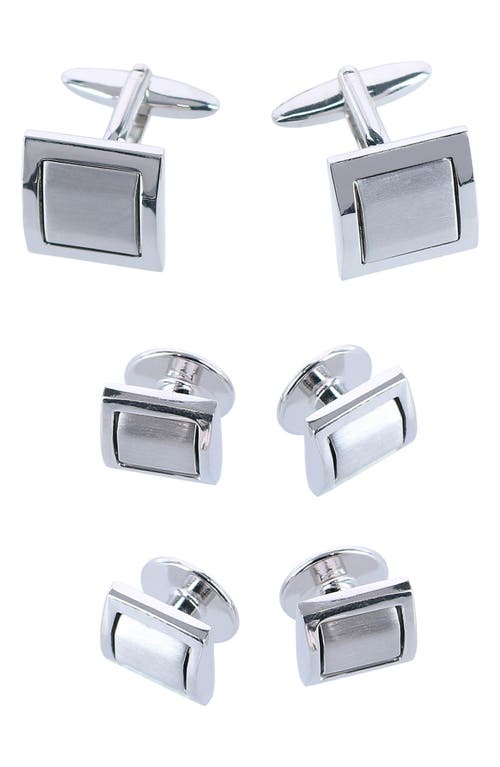 Trafalgar The Plaza Square Cuff Link & Stud Set in Silver at Nordstrom