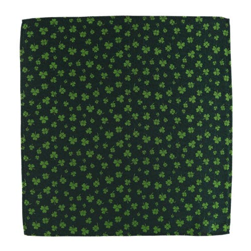 Trafalgar Green Shamrock Novelty Silk 12x12 Pocket Square In Green