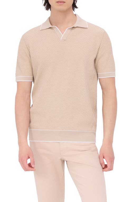 Bugatchi Tipped Johnny Collar Polo In Neutral