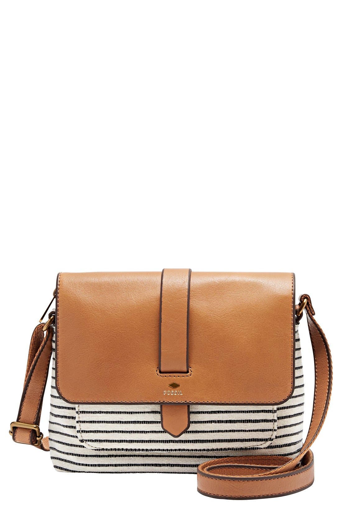 Fossil 'Small Kinley' Cotton & Leather Crossbody Bag Nordstrom
