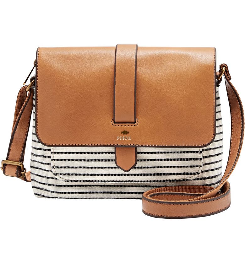 Fossil &#39;Small Kinley&#39; Cotton & Leather Crossbody Bag | Nordstrom