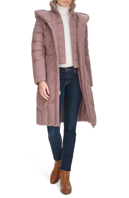 Cole Haan Signature Taffeta Puffer Coat With Quilted Zip Bib In Mauve