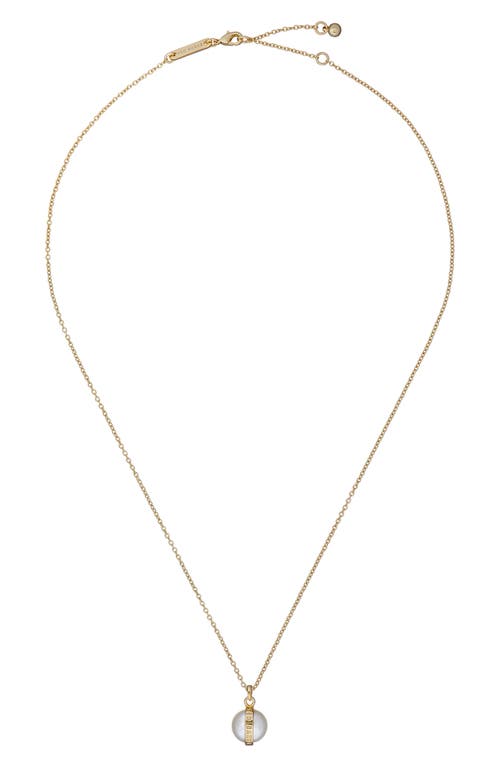 Perreti Imitation Pearl Pendant Necklace in Gold Tone/Pearl