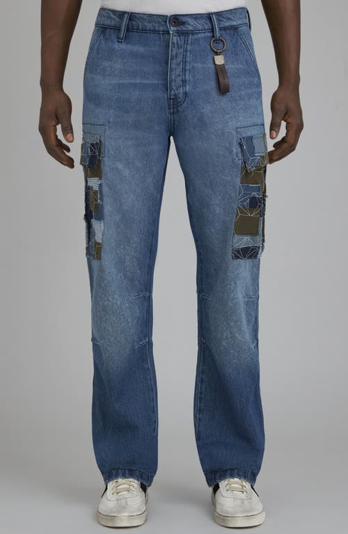 Shop Prps Miyagi Patchwork Cargo Jeans In Indigo