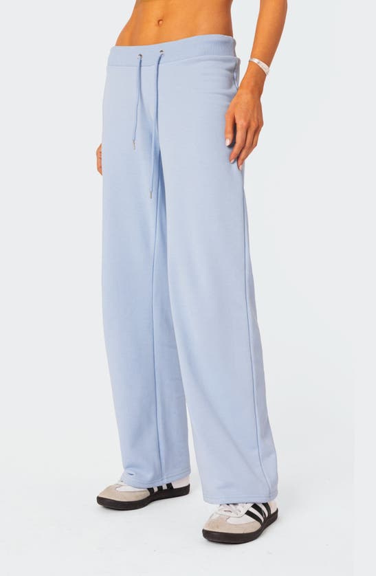 Shop Edikted Quinn Cotton Blend Straight Leg Sweatpants In Light-blue