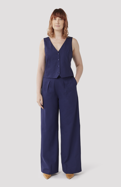 Aam The Label The Wool Wide Leg Pant For Full Hips And Thighs In Indigo