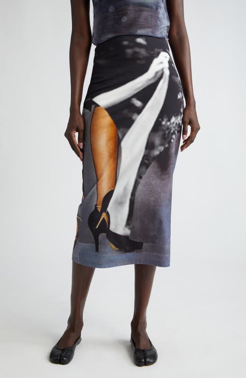 ELLISS Stomp Stretch Organic Cotton Jersey Skirt Grey Print Multi at Nordstrom,