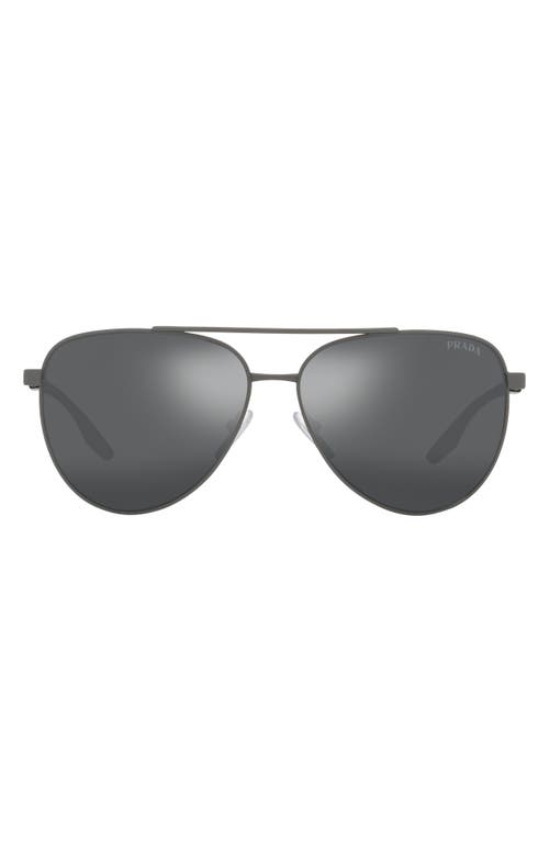 Prada Linea Rossa 61mm Pilot Sunglasses in Grey Mirror Black