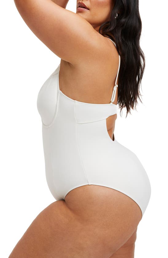 Shop Good American Scuba Show Off One-piece Swimsuit In Ivory