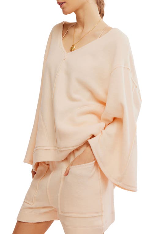 Shop Free People Day Off Fleece Pullover In Tender Peach