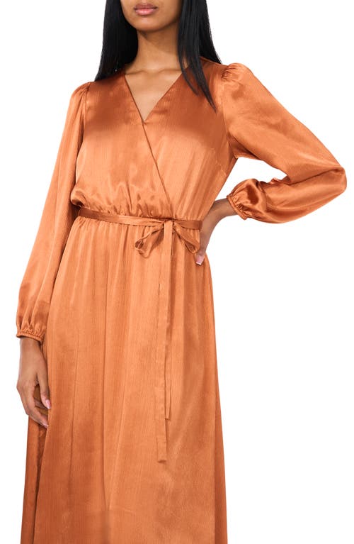 Shop Halogenr Halogen(r) Long Sleeve Faux Wrap Maxi Dress In Pumpkin Orange