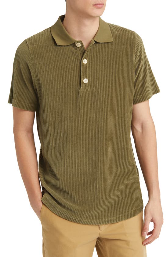 Oliver Spencer Tabley Organic Cotton Blend Corduroy Polo In Green
