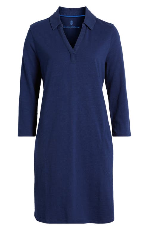 Shop Tommy Bahama Ashby Isles Long Sleeve Cotton Jersey Polo Dress In Island Navy